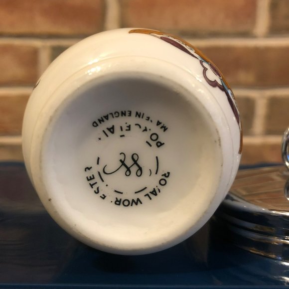 Vtg Royal Worcester Single Egg Coddler/Cup Palmyra Jacobean Pattern w/Metal Lid - Picture 6 of 7